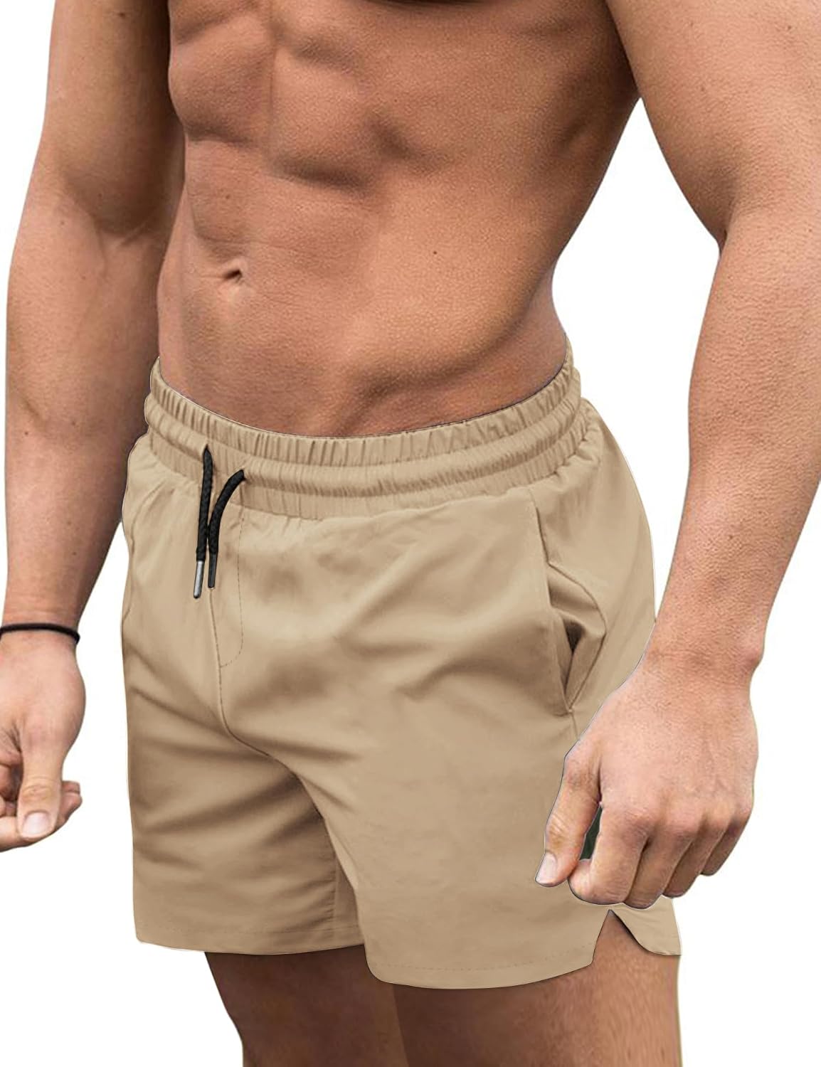 Men's 3 Inch Swim Trunks - Four Way Stretch Board Shorts with Mesh Lining and Two Side Pockets - Small (8)