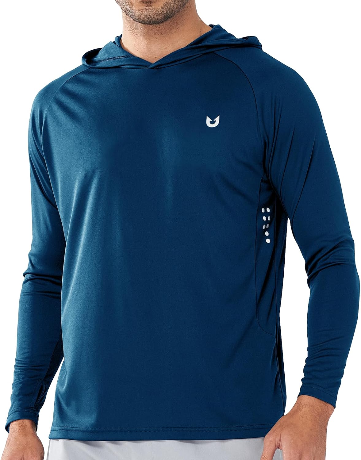 Men's UPF 50+ Sun Hoodie - Long Sleeve Rash Guard Swim Shirt with Four Way Stretch for Fishing and Hiking - Medium