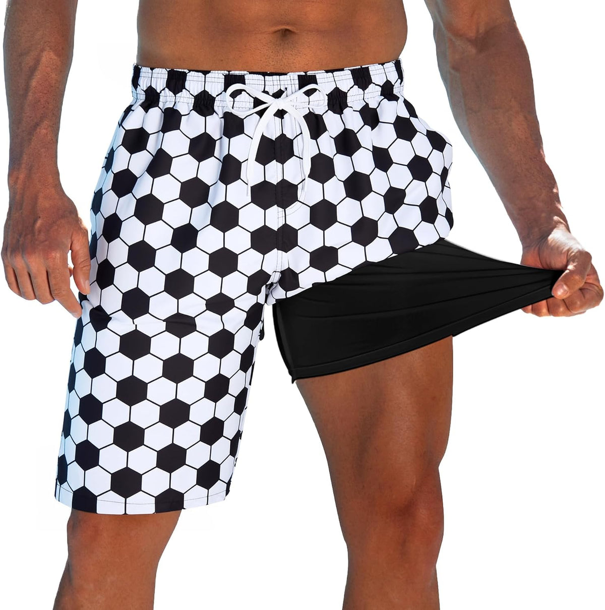 Men's 9 Inch Board Shorts - Quick Dry Swim Trunks with Compression Liner and Two Roomy Side Pockets - Large (24)