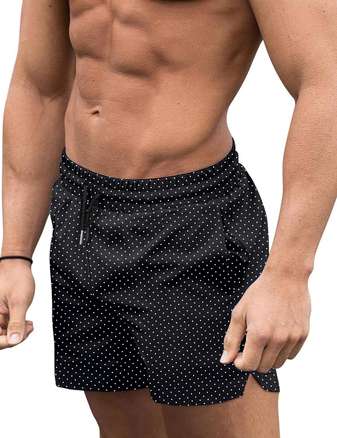 Men's 3 Inch Swim Trunks - Four Way Stretch Board Shorts with Mesh Lining and Two Side Pockets - Large (27)