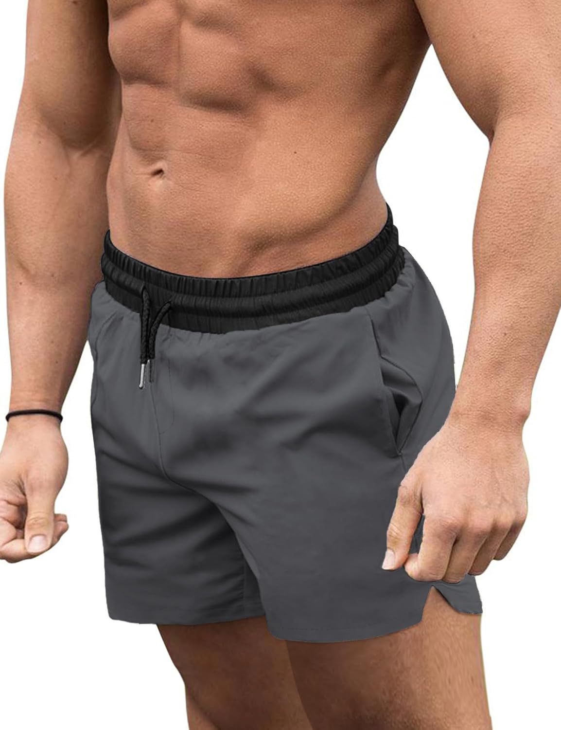 Men's 3 Inch Swim Trunks - Four Way Stretch Board Shorts with Mesh Lining and Two Side Pockets - Small