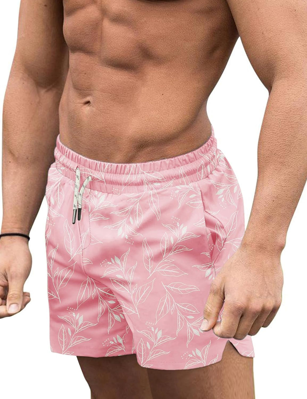 Men's 3 Inch Swim Trunks - Four Way Stretch Board Shorts with Mesh Lining and Two Side Pockets - Large
