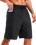 Men's 9 Inch Board Shorts - Quick Dry Swim Trunks with Zipper Pockets and No Mesh Liner for Surf Days - Black (7)
