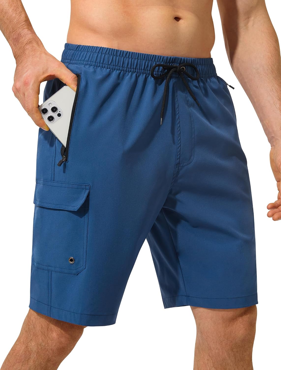 Men's 9 Inch Swim Trunks - Mesh Lined Board Shorts with Zip Cargo Pockets and Adjustable Waist for Travel - Small