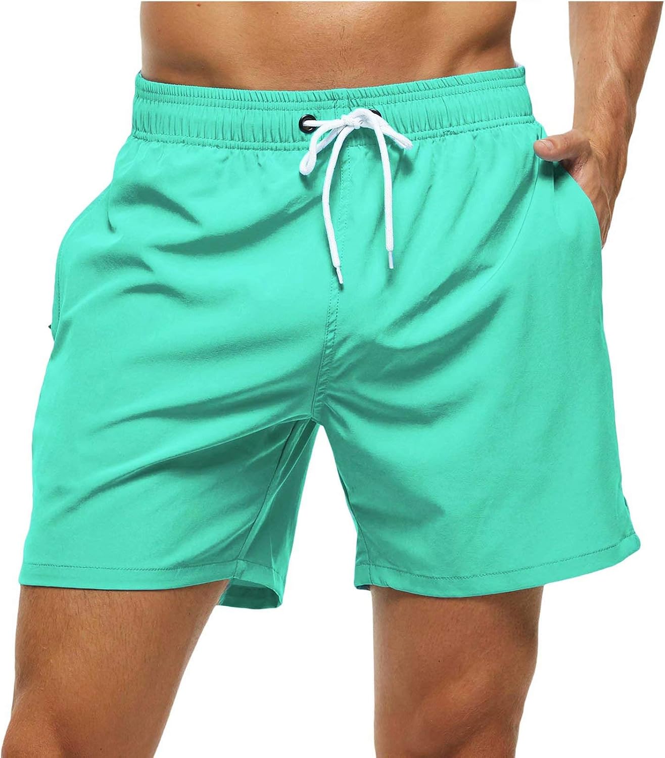 Men's Quick Dry Swim Trunks - Beach Shorts with Zipper Pockets and Mesh Lining in Waist Sizes 30 to 44 - 34