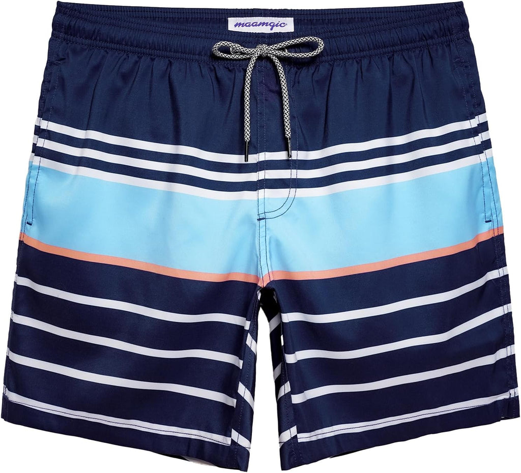 Men's 7 Inch Swim Trunks - Mesh Lined Beach Shorts with Side Pockets and Adjustable Drawstring Waist - Small (21)