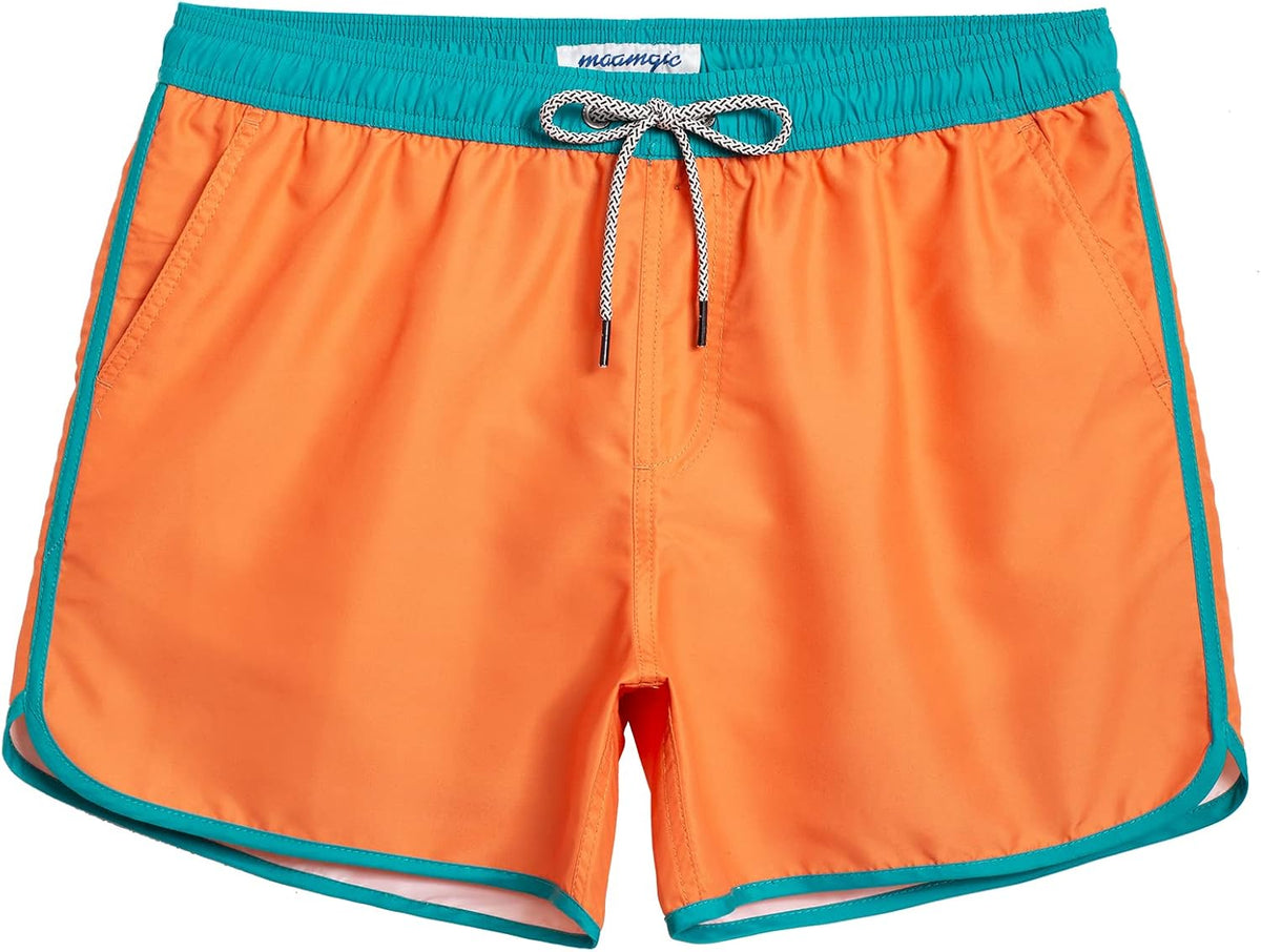 Men's Retro Swim Trunks - 80s and 90s Vintage Print Board Shorts with Mesh Lining and Quick Dry Fabric - Large
