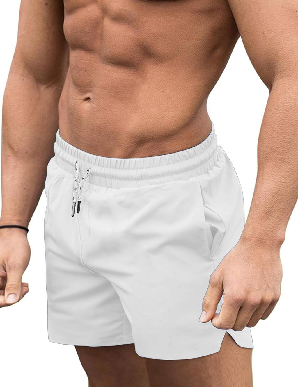 Men's 3 Inch Swim Trunks - Four Way Stretch Board Shorts with Mesh Lining and Two Side Pockets - Large (23)