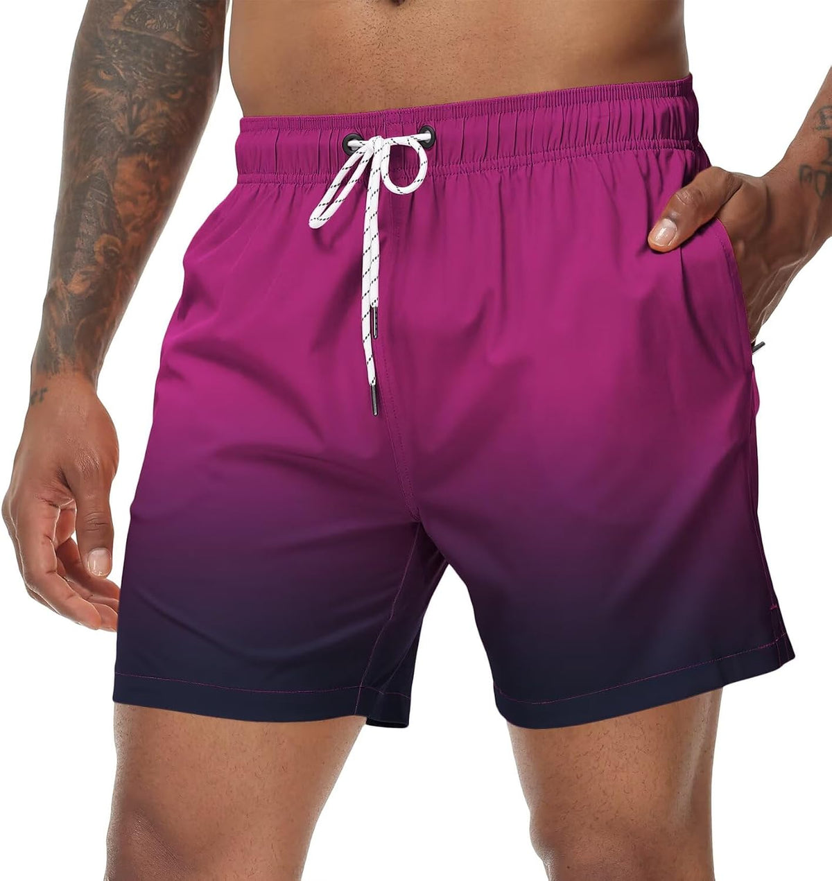 Men's Quick Dry Swim Trunks - Beach Shorts with Zipper Pockets and Mesh Lining in Waist Sizes 30 to 44 - 32