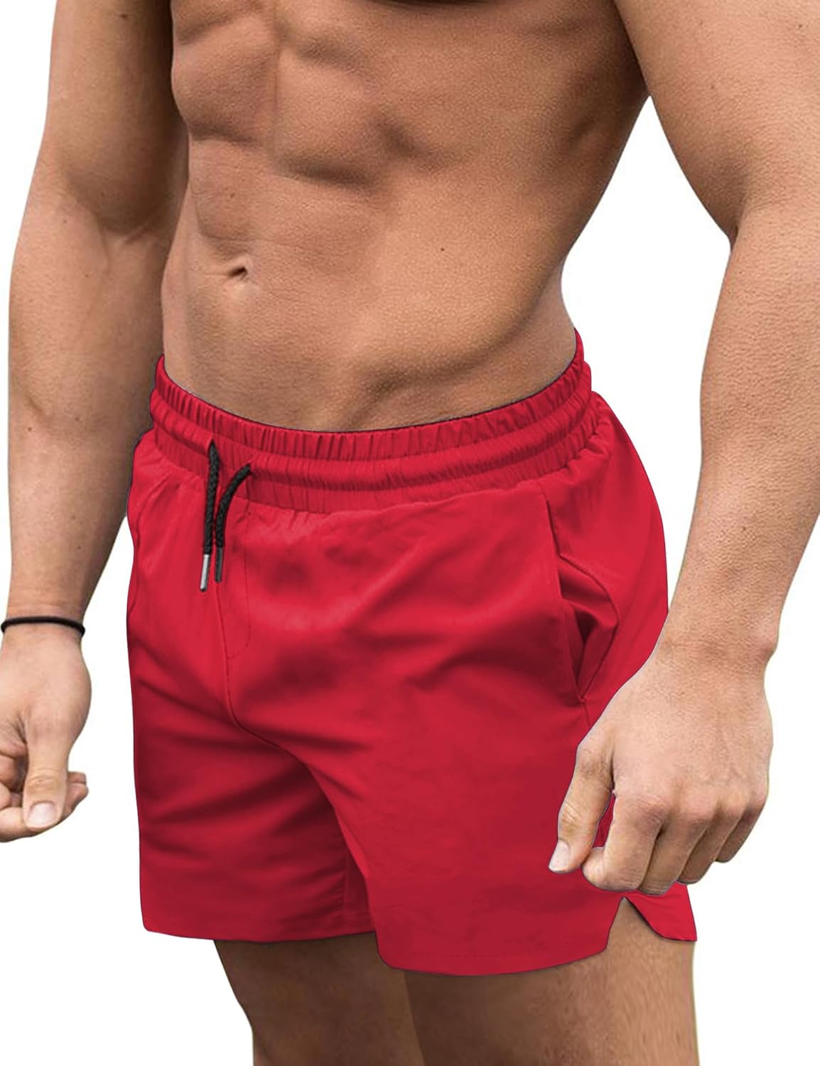 Men's 3 Inch Swim Trunks - Four Way Stretch Board Shorts with Mesh Lining and Two Side Pockets - Large (28)