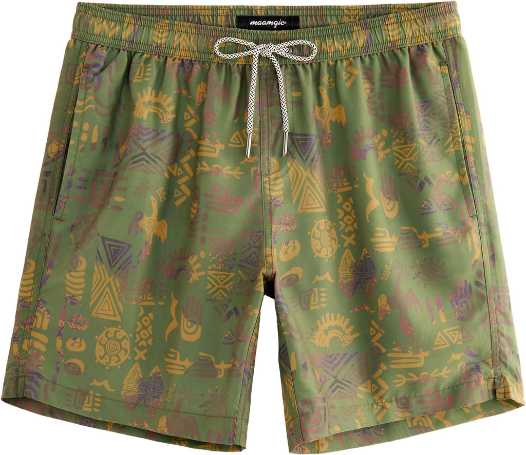 Men's 7 Inch Swim Trunks - Mesh Lined Beach Shorts with Side Pockets and Adjustable Drawstring Waist - XX-Large (34)