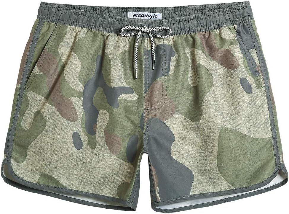 Men's Retro Swim Trunks - 80s and 90s Vintage Print Board Shorts with Mesh Lining and Quick Dry Fabric - Small (13)