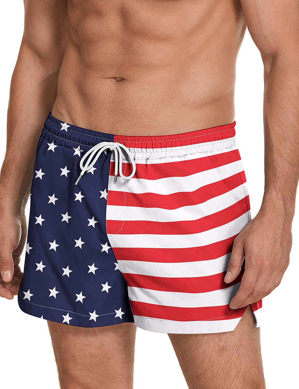 Men's 3 Inch Swim Trunks - Four Way Stretch Board Shorts with Mesh Lining and Two Side Pockets - Small (7)