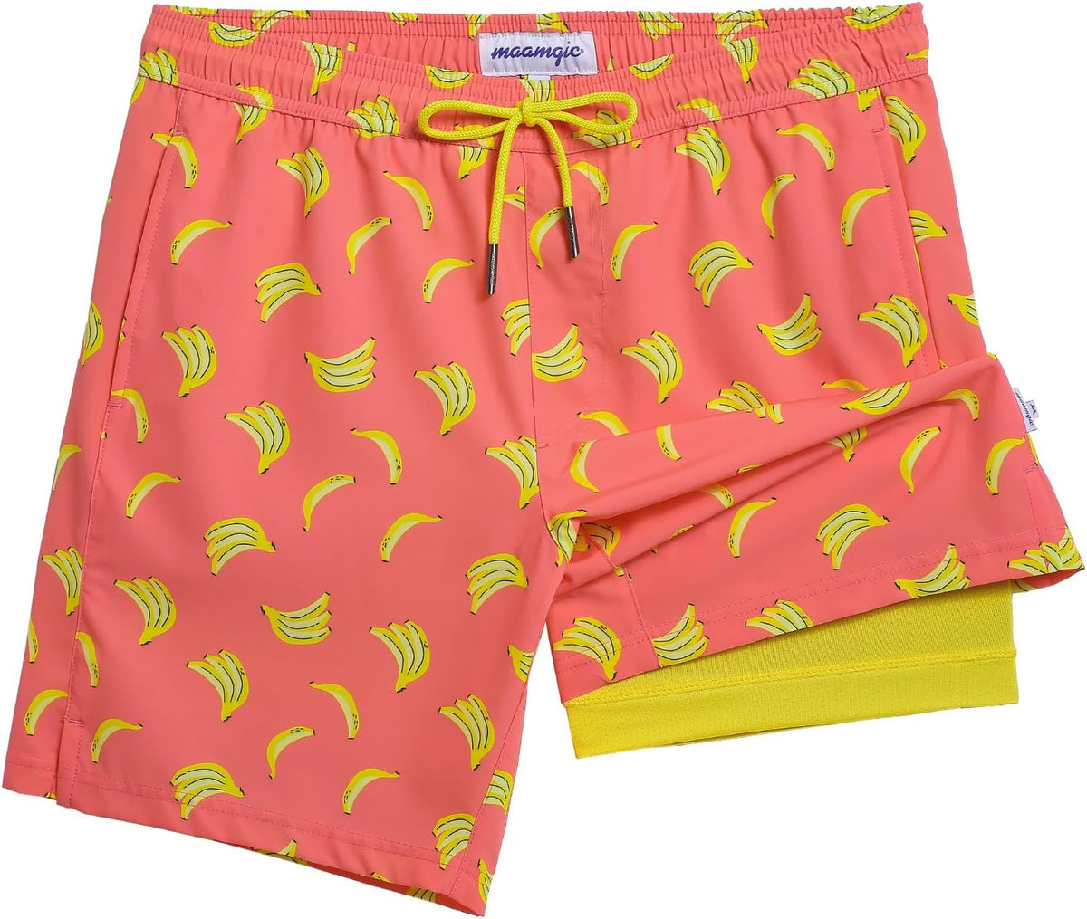 Men's 7 Inch Swim Trunks - Printed Quick Dry Bathing Suit with Compression Liner for Beach and Poolside - Medium