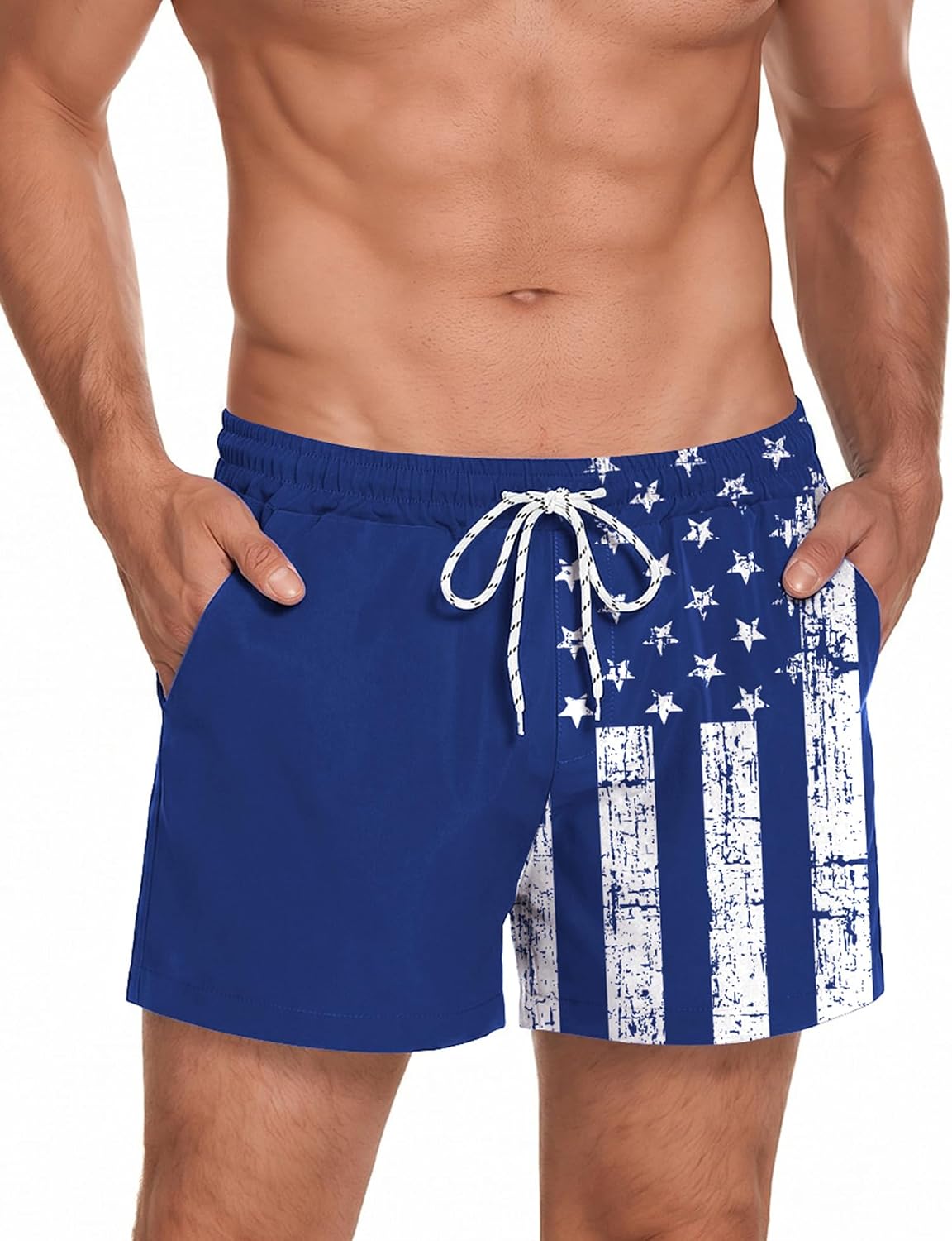 Men's 3 Inch Swim Trunks - Four Way Stretch Board Shorts with Mesh Lining and Two Side Pockets - Medium
