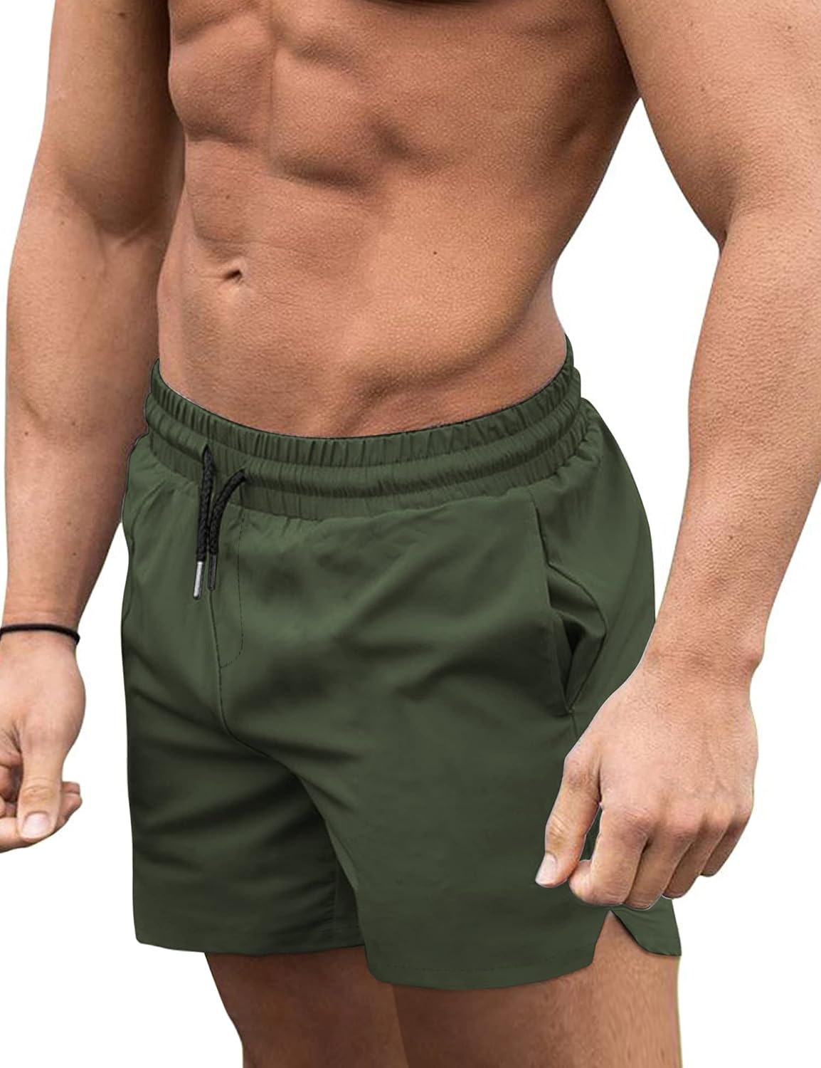 Men's 3 Inch Swim Trunks - Four Way Stretch Board Shorts with Mesh Lining and Two Side Pockets - Medium