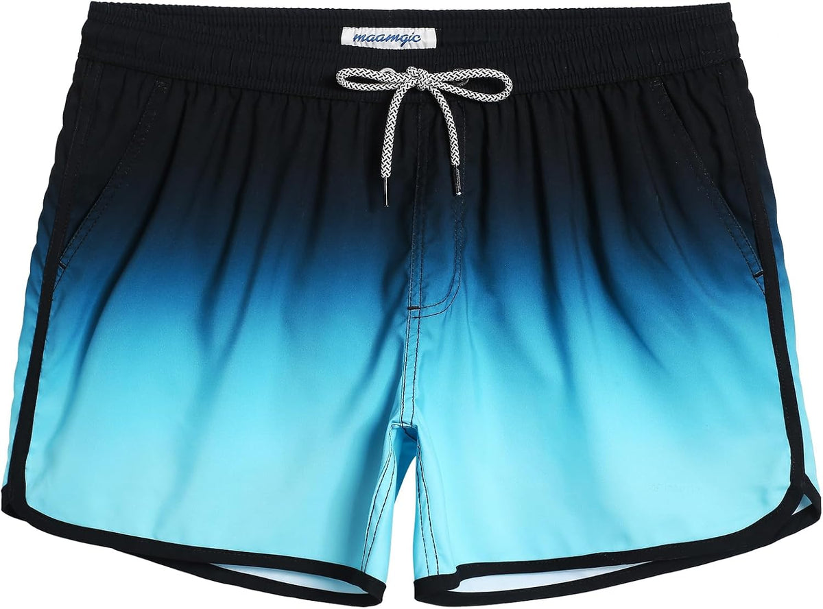 Men's Retro Swim Trunks - 80s and 90s Vintage Print Board Shorts with Mesh Lining and Quick Dry Fabric - Medium