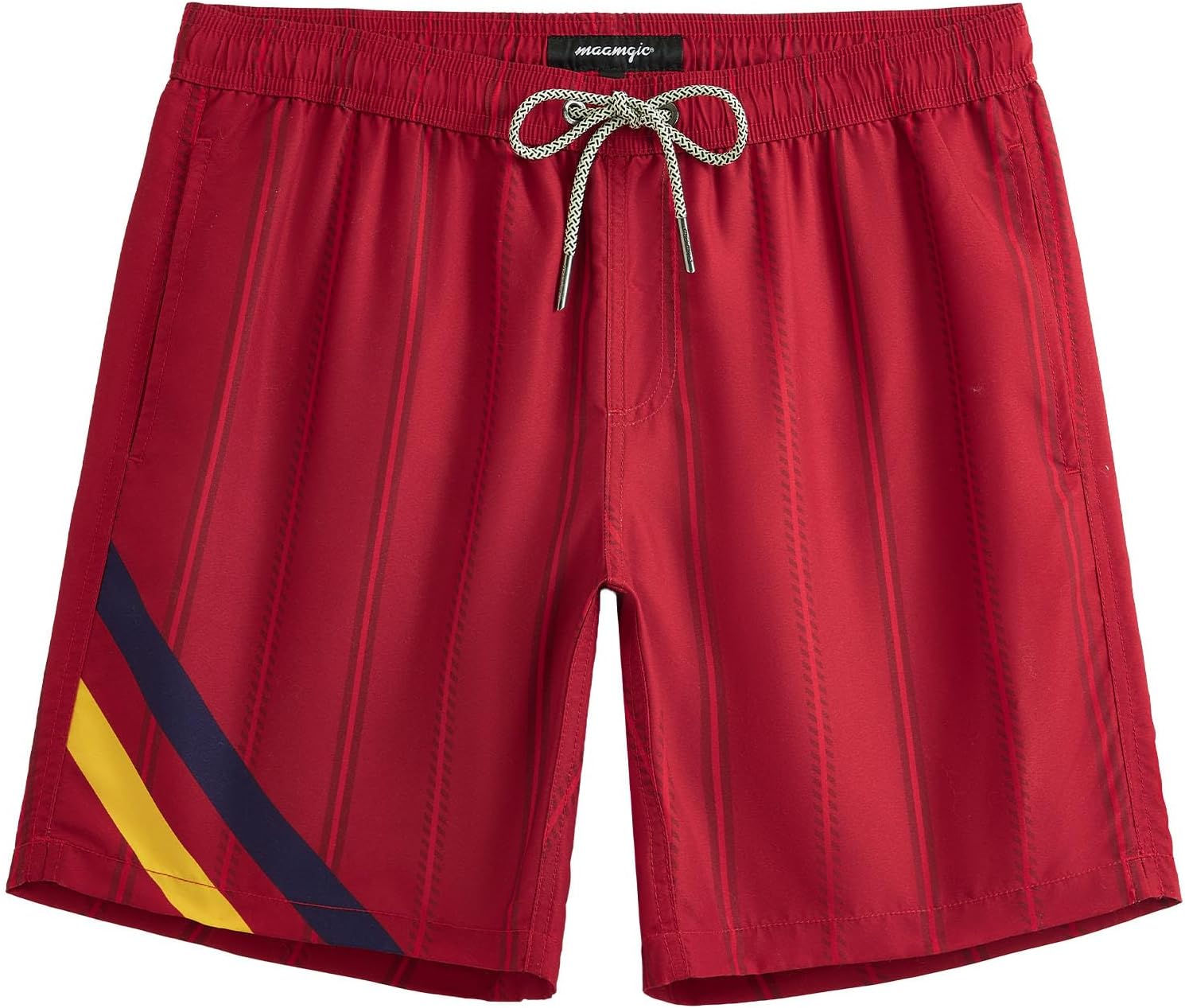 Men's 7 Inch Swim Trunks - Mesh Lined Beach Shorts with Side Pockets and Adjustable Drawstring Waist - Large