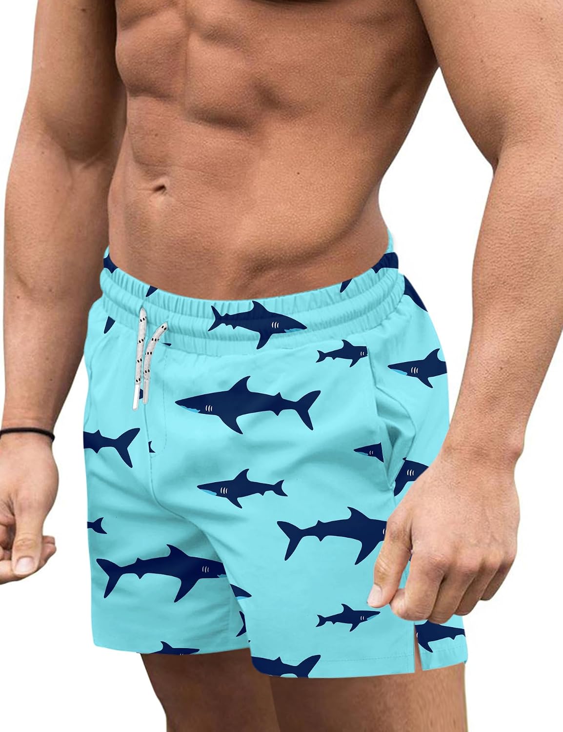 Men's 3 Inch Swim Trunks - Four Way Stretch Board Shorts with Mesh Lining and Two Side Pockets - Small