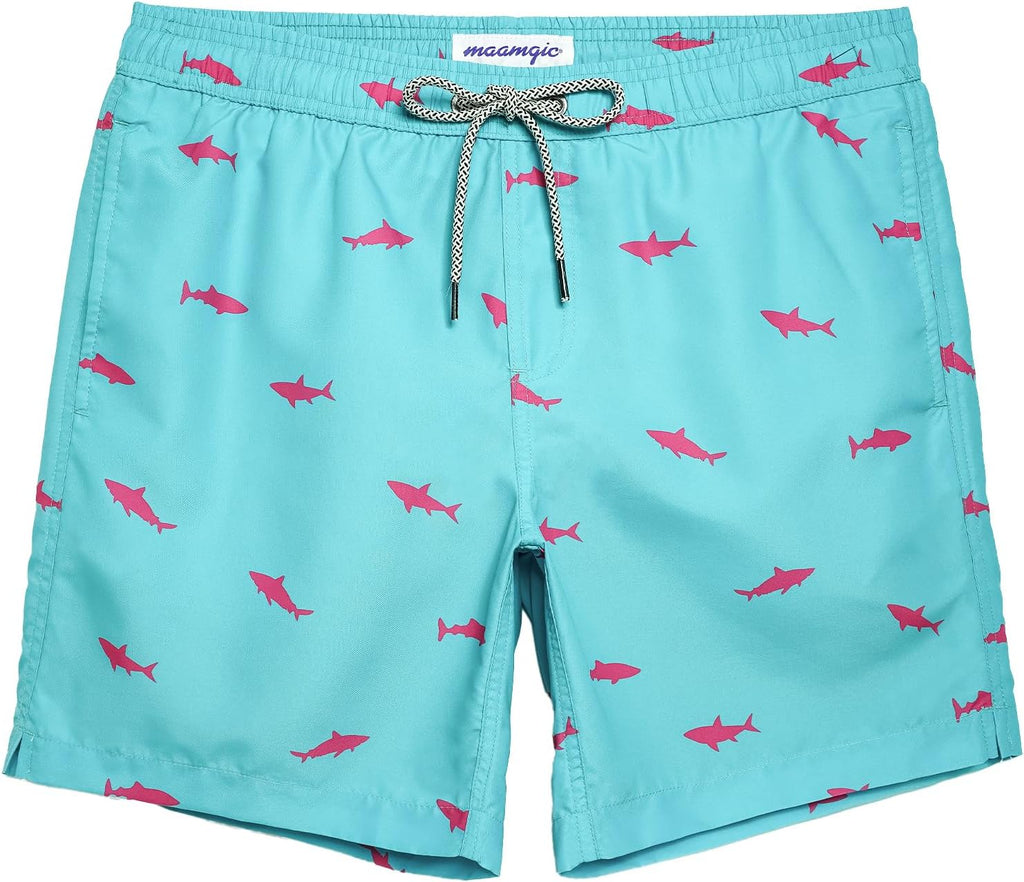 Men's 7 Inch Swim Trunks - Mesh Lined Beach Shorts with Side Pockets and Adjustable Drawstring Waist - Large (50)