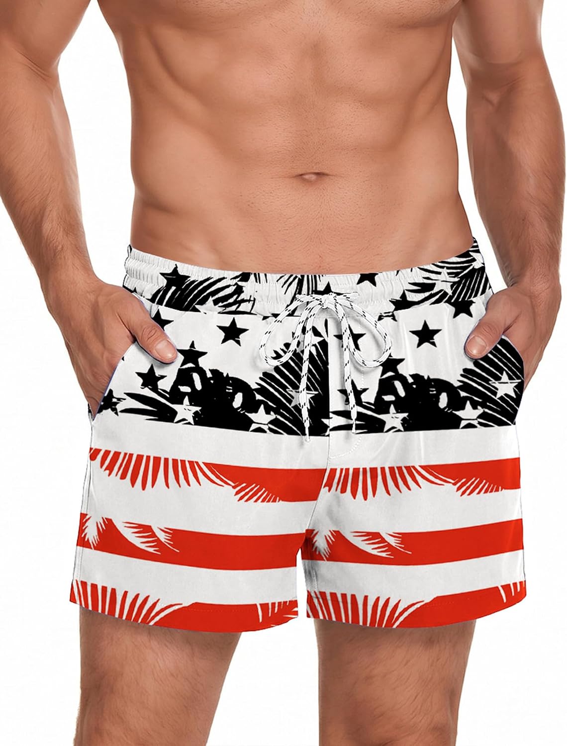 Men's 3 Inch Swim Trunks - Four Way Stretch Board Shorts with Mesh Lining and Two Side Pockets - Medium (16)
