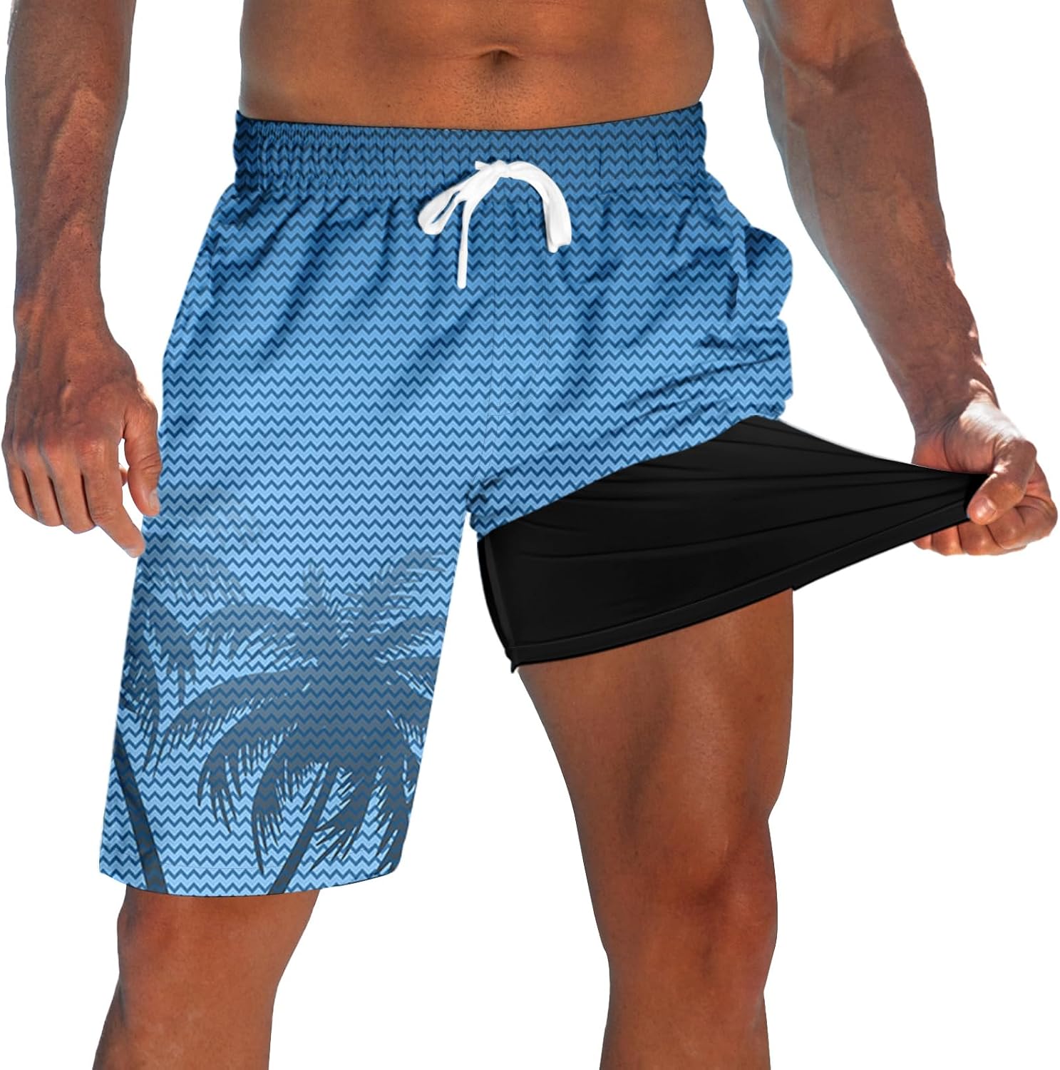 Men's 9 Inch Board Shorts - Quick Dry Swim Trunks with Compression Liner and Two Roomy Side Pockets - Small