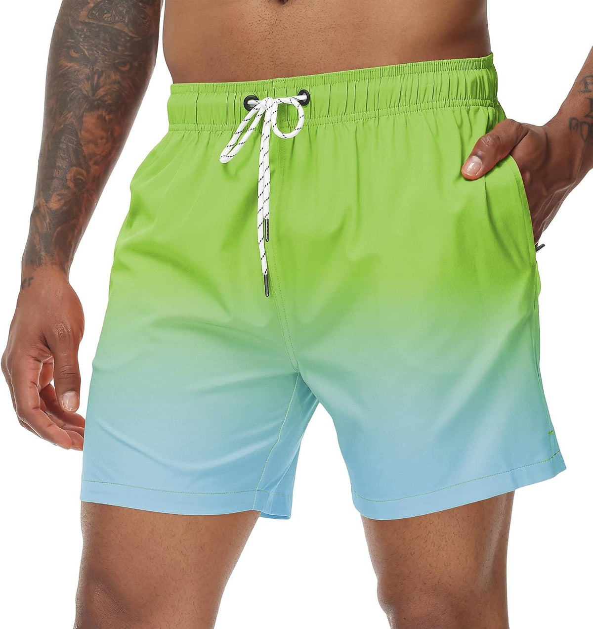 Men's Quick Dry Swim Trunks - Beach Shorts with Zipper Pockets and Mesh Lining in Waist Sizes 30 to 44 - 32