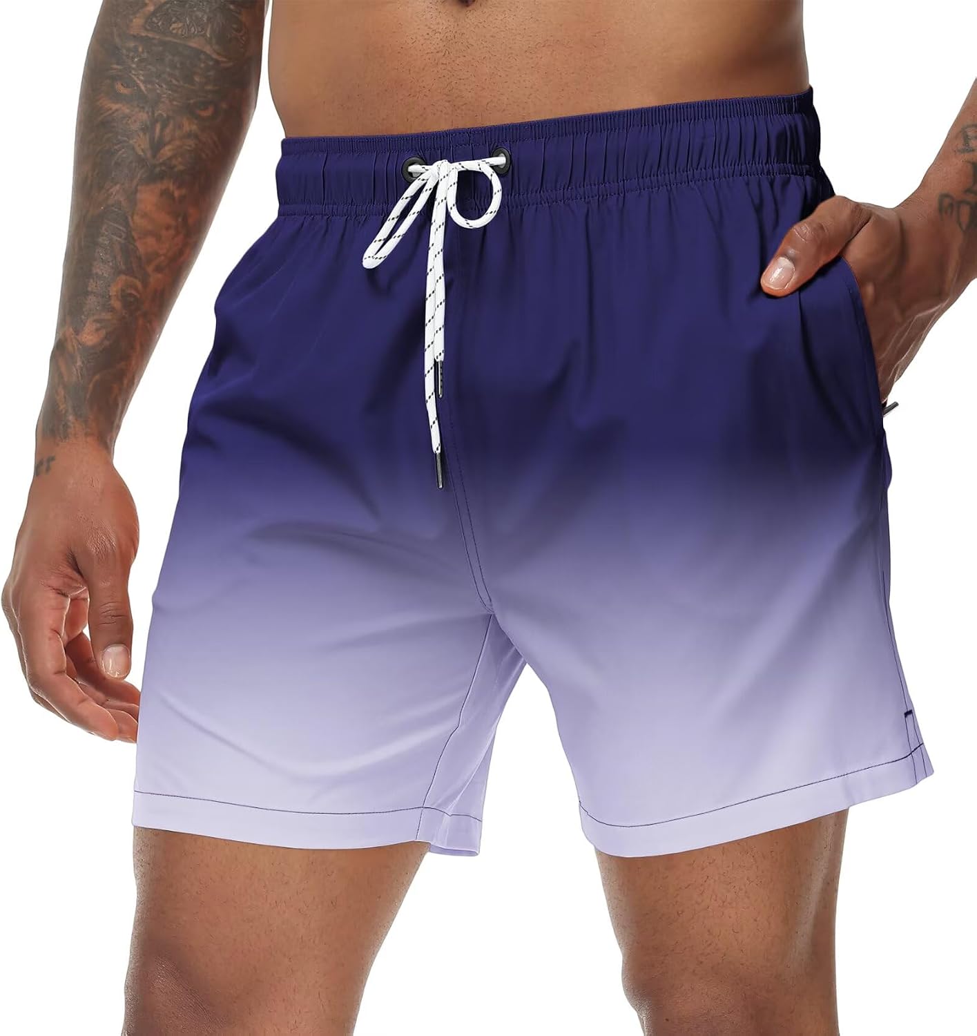 Men's Quick Dry Swim Trunks - Beach Shorts with Zipper Pockets and Mesh Lining in Waist Sizes 30 to 44 - 36