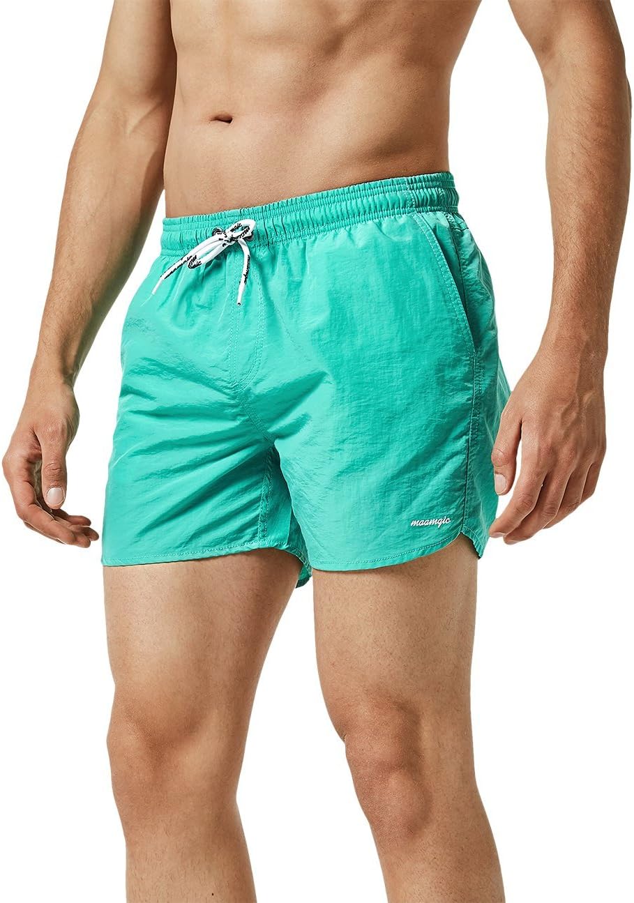 Men's 5 Inch Swim Trunks - Mesh Lined Quick Dry Swim Shorts in Solid Colors for Beach and Backyard Pools - Small (15)