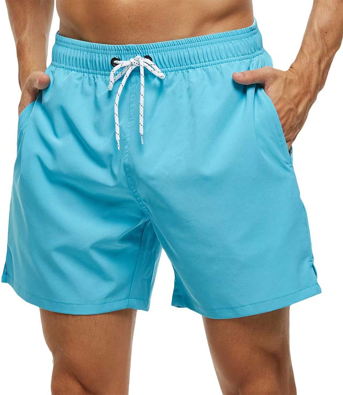 Men's Quick Dry Swim Trunks - Beach Shorts with Zipper Pockets and Mesh Lining in Waist Sizes 30 to 44 - 34