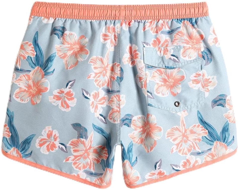 Men's Retro Swim Trunks - 80s and 90s Vintage Print Board Shorts with Mesh Lining and Quick Dry Fabric - Medium