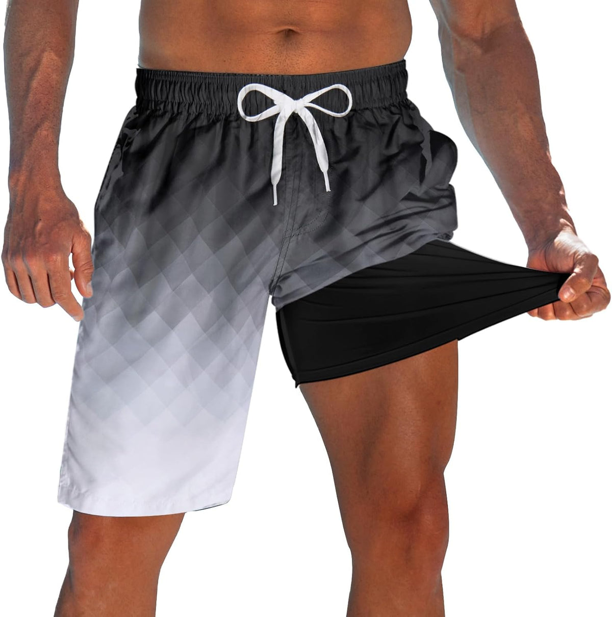 Men's 9 Inch Board Shorts - Quick Dry Swim Trunks with Compression Liner and Two Roomy Side Pockets - XX-Large