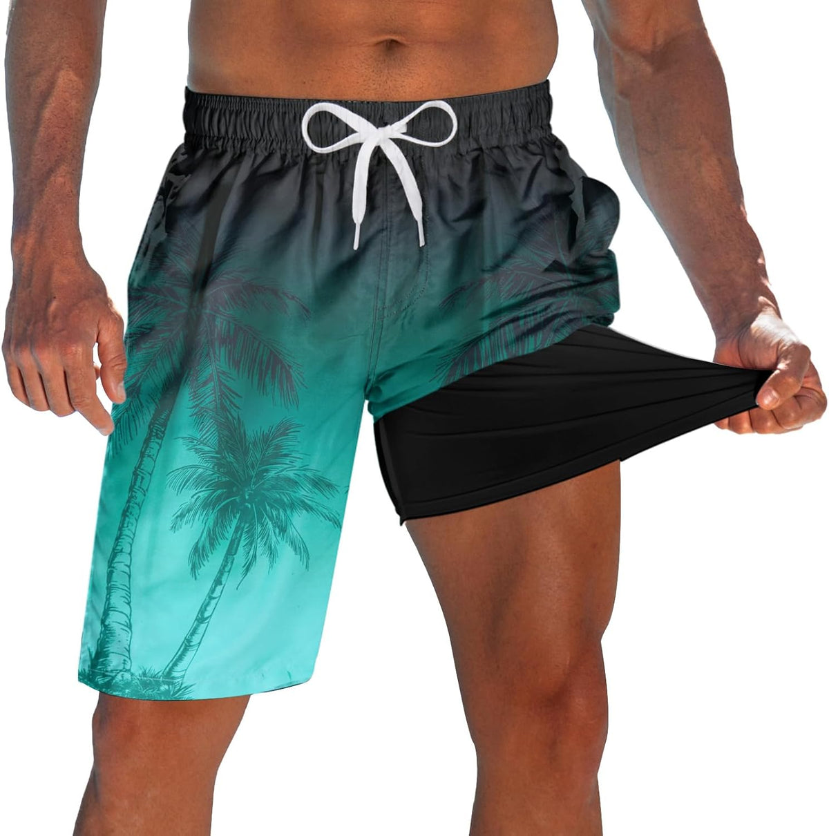 Men's 9 Inch Board Shorts - Quick Dry Swim Trunks with Compression Liner and Two Roomy Side Pockets - XX-Large