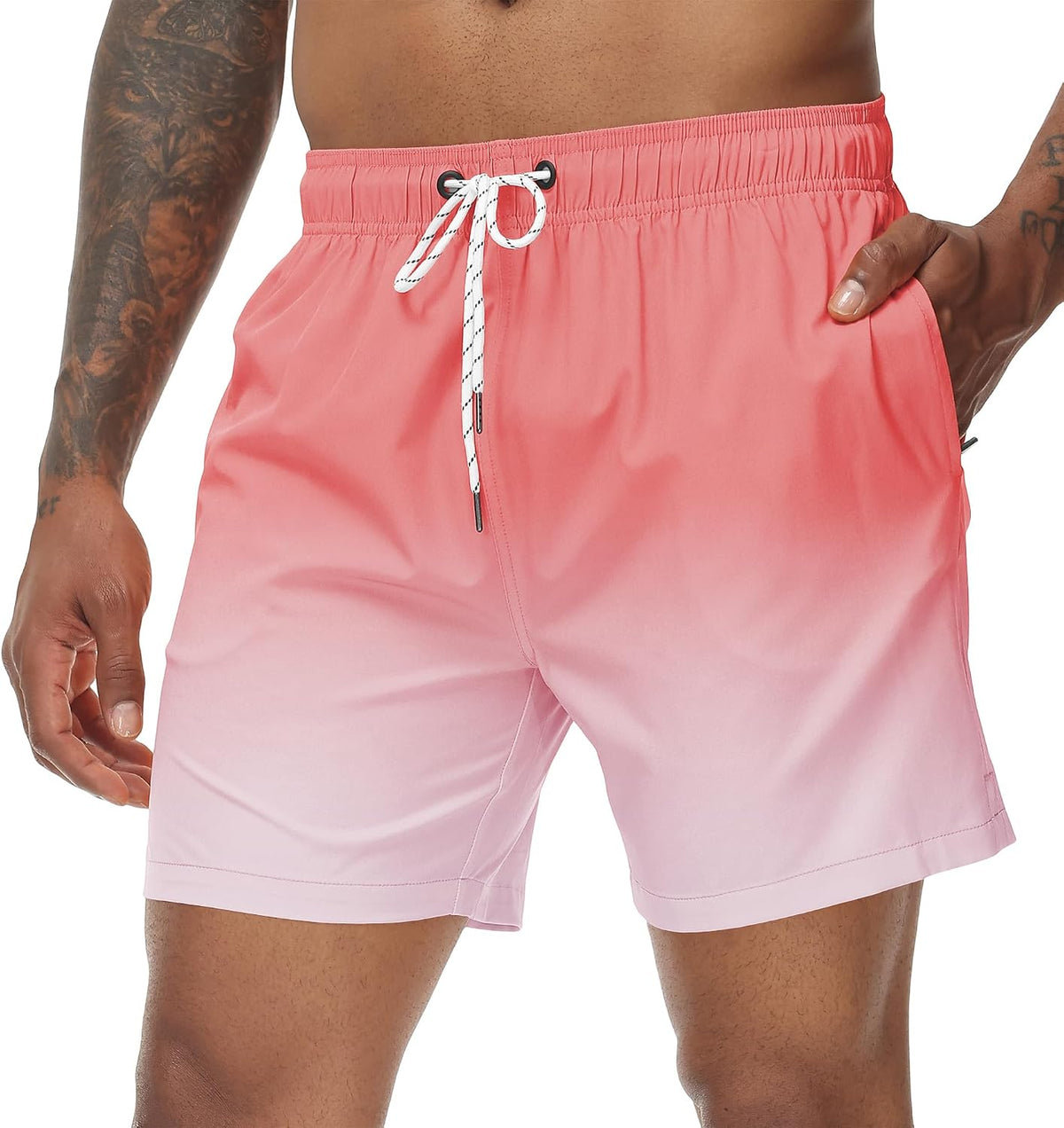Men's Quick Dry Swim Trunks - Beach Shorts with Zipper Pockets and Mesh Lining in Waist Sizes 30 to 44 - 34