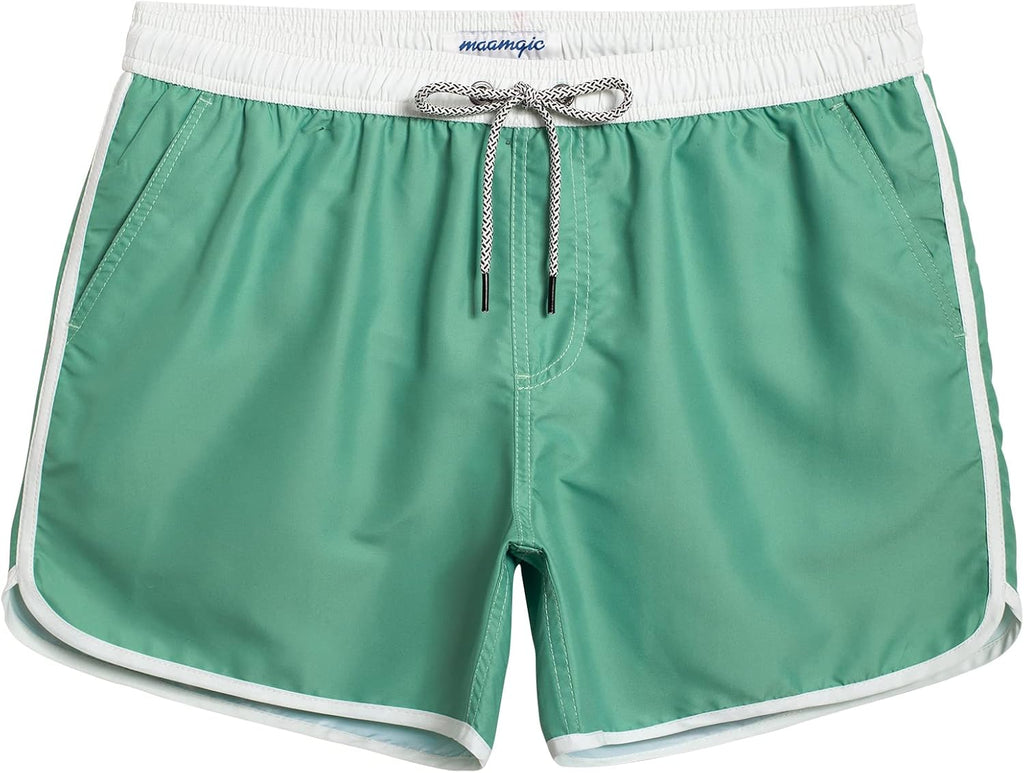 Men's Retro Swim Trunks - 80s and 90s Vintage Print Board Shorts with Mesh Lining and Quick Dry Fabric - Small
