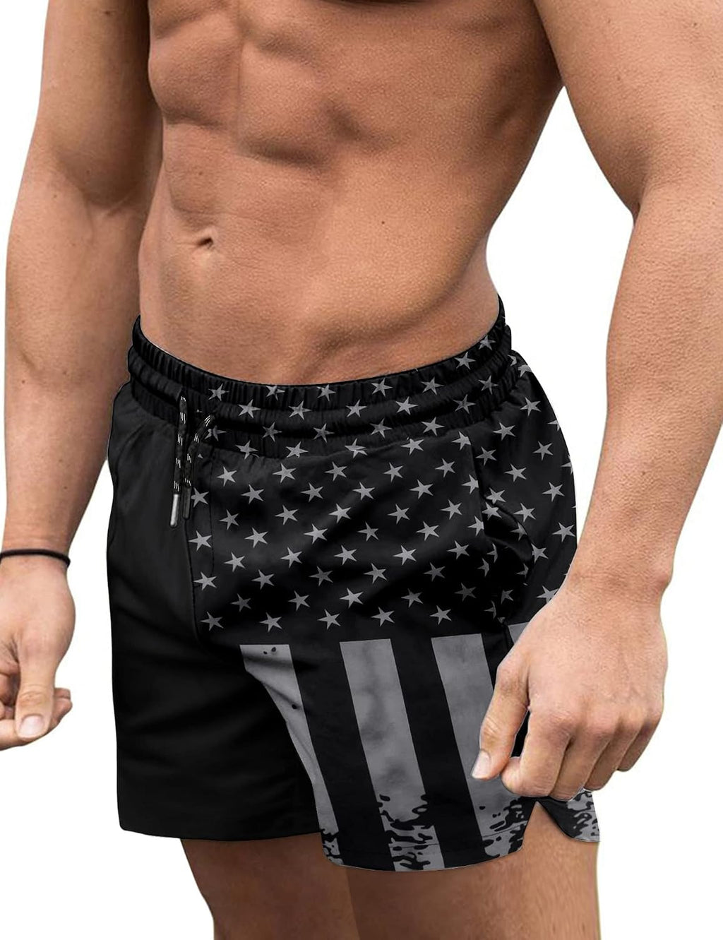 Men's 3 Inch Swim Trunks - Four Way Stretch Board Shorts with Mesh Lining and Two Side Pockets - Large (29)
