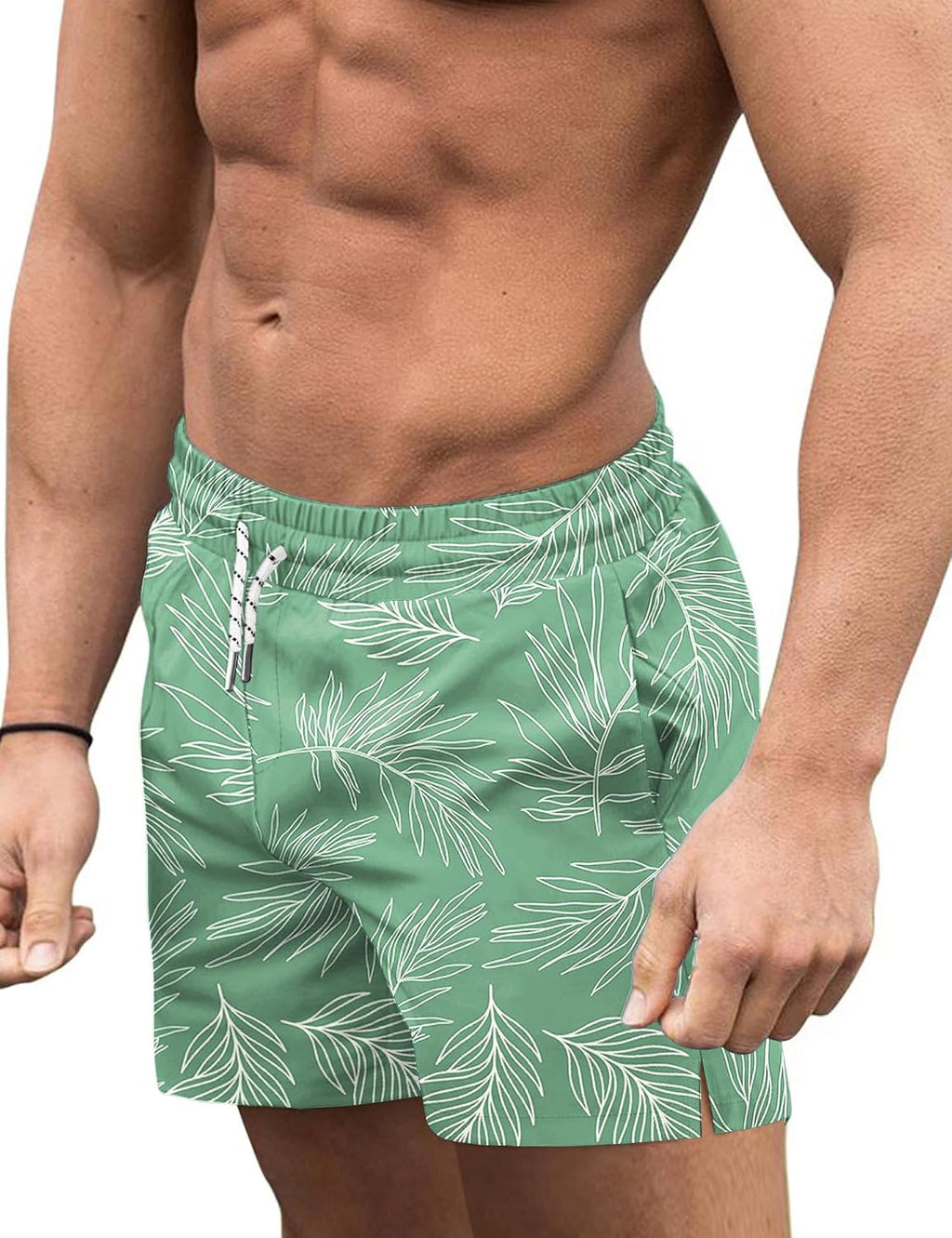 Men's 3 Inch Swim Trunks - Four Way Stretch Board Shorts with Mesh Lining and Two Side Pockets - Large (24)