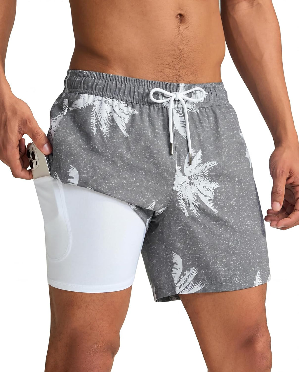 Men's Quick Dry Swim Trunks - 5 Inch Inseam with Built-In Compression Liner for Beach and Pool Days - Black-colorful Din