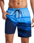 Men's 7 Inch Swim Trunks - 2 in 1 Compression Liner, Adjustable Waist and Side Zipper Pockets for Water Sports - Small
