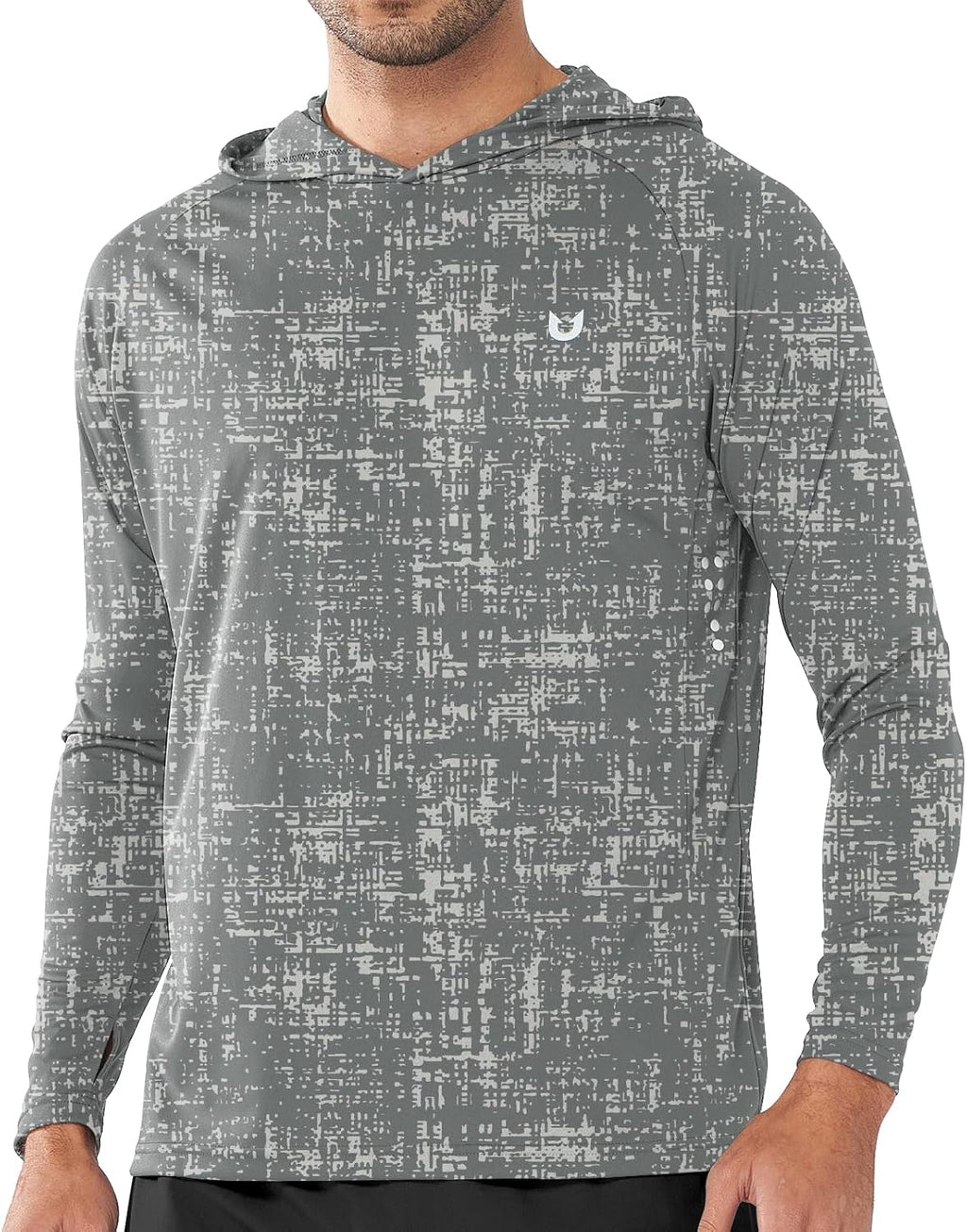 Men's UPF 50+ Sun Hoodie - Long Sleeve Rash Guard Swim Shirt with Four Way Stretch for Fishing and Hiking - Medium