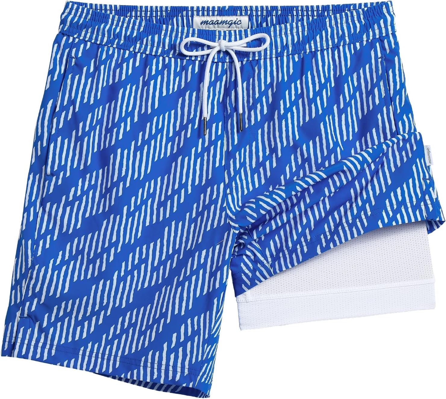 Men's 7 Inch Swim Trunks - Printed Quick Dry Bathing Suit with Compression Liner for Beach and Poolside - Small