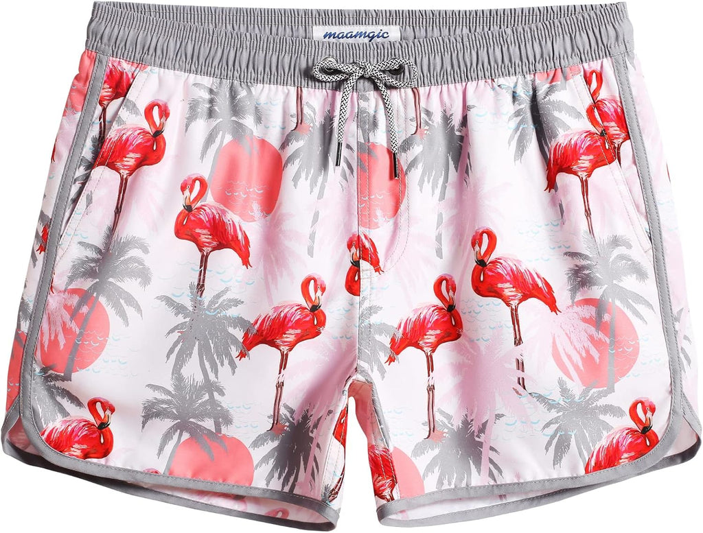 Men's Retro Swim Trunks - 80s and 90s Vintage Print Board Shorts with Mesh Lining and Quick Dry Fabric - Medium