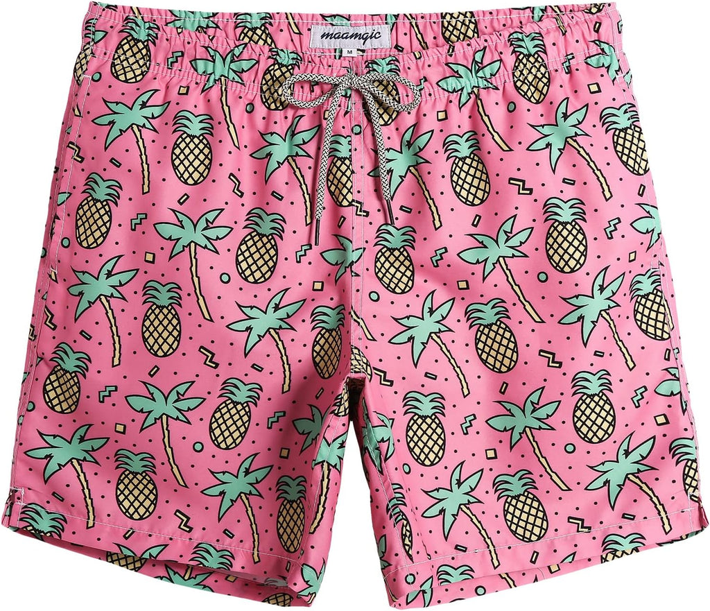 Men's 7 Inch Swim Trunks - Mesh Lined Beach Shorts with Side Pockets and Adjustable Drawstring Waist - Large (33)