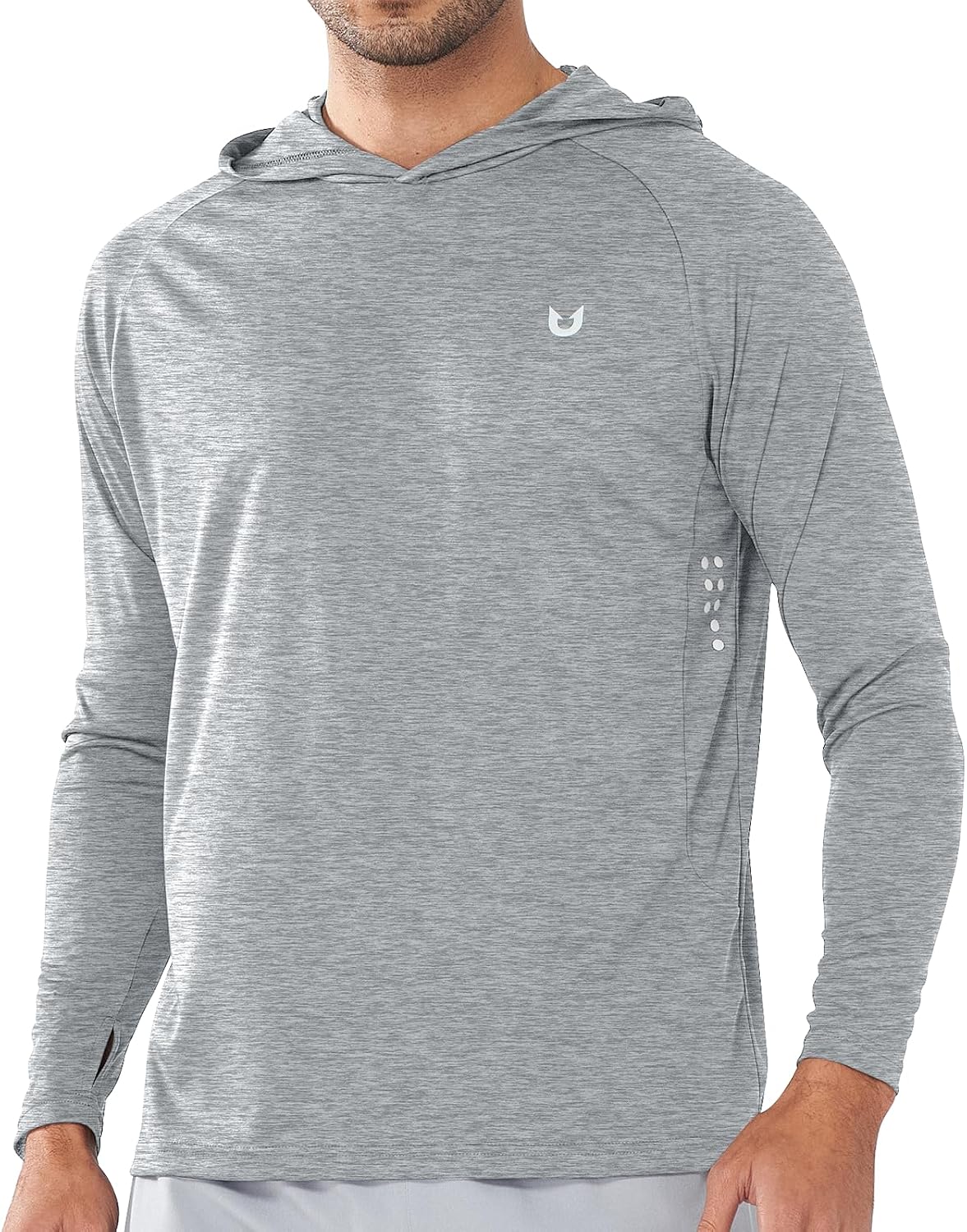 Men's UPF 50+ Sun Hoodie - Long Sleeve Rash Guard Swim Shirt with Four Way Stretch for Fishing and Hiking - Medium