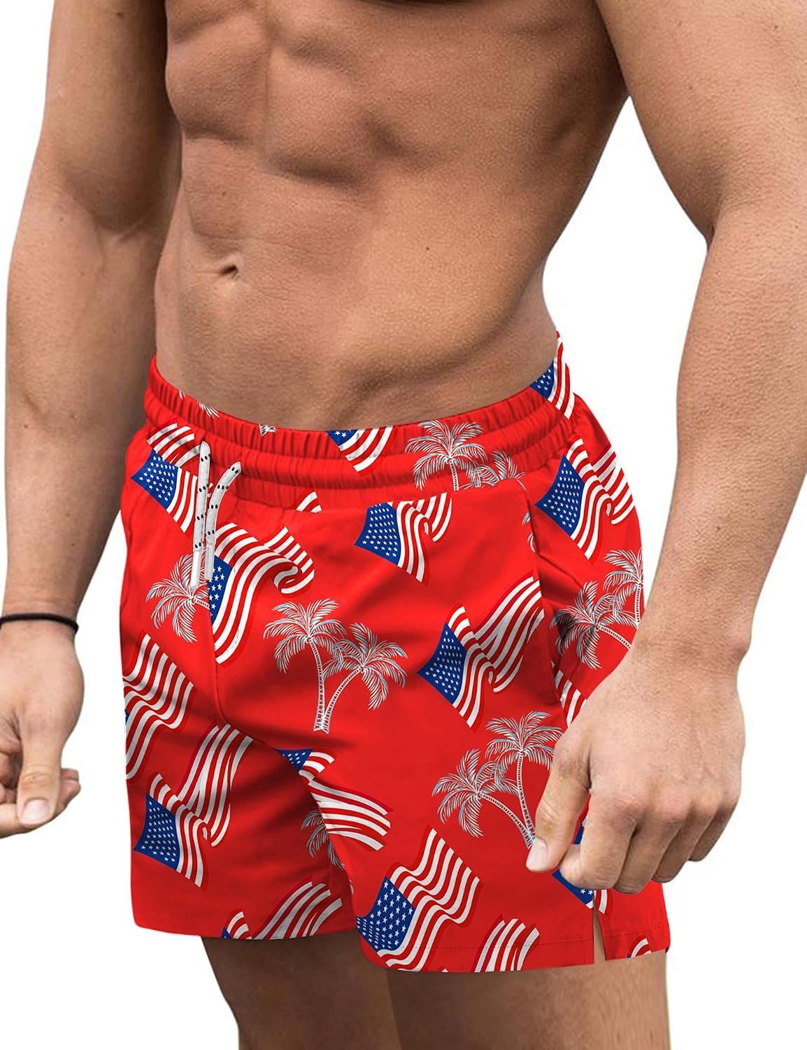 Men's 3 Inch Swim Trunks - Four Way Stretch Board Shorts with Mesh Lining and Two Side Pockets - XX-Large