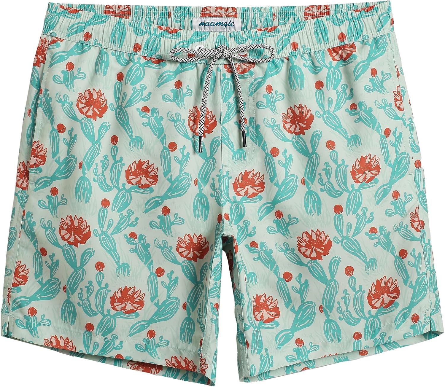 Men's 7 Inch Swim Trunks - Mesh Lined Beach Shorts with Side Pockets and Adjustable Drawstring Waist - Small