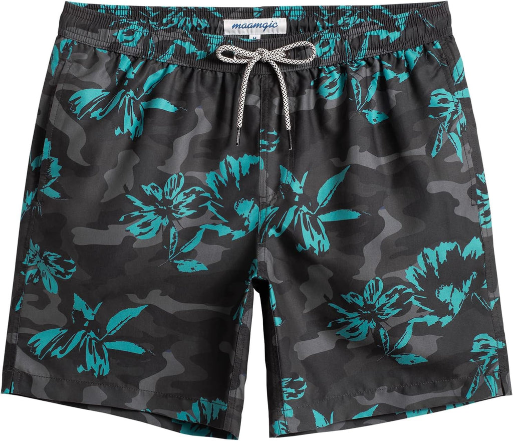 Men's 7 Inch Swim Trunks - Mesh Lined Beach Shorts with Side Pockets and Adjustable Drawstring Waist - Medium (27)