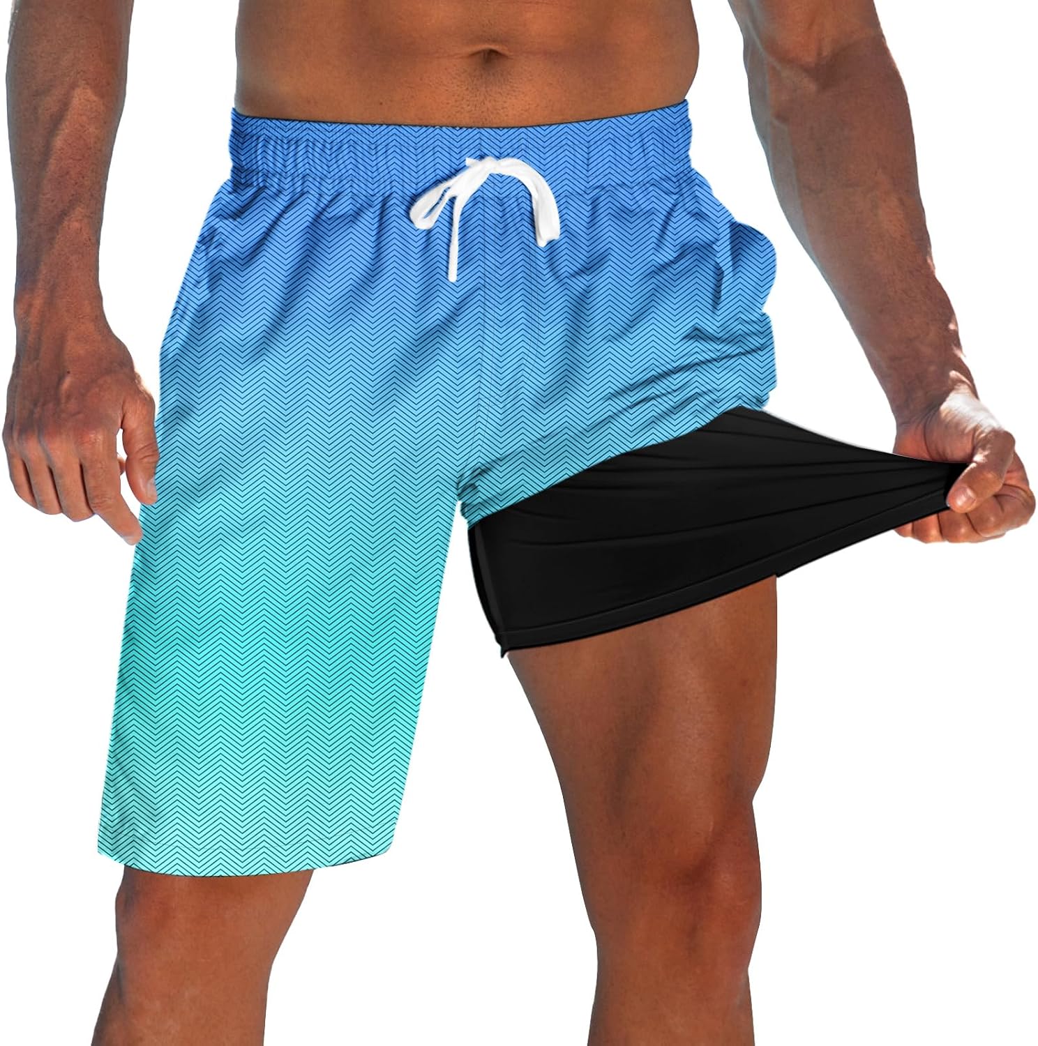 Men's 9 Inch Board Shorts - Quick Dry Swim Trunks with Compression Liner and Two Roomy Side Pockets - Small (3)
