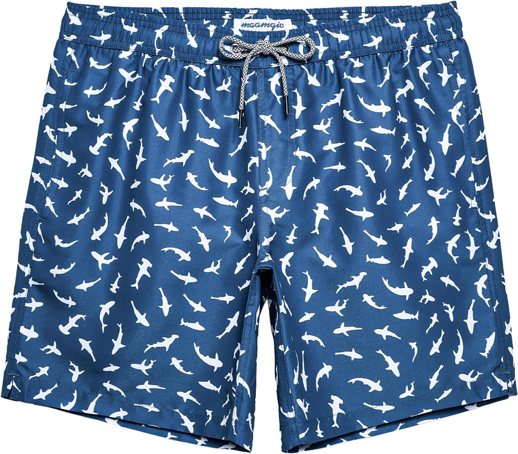 Men's 7 Inch Swim Trunks - Mesh Lined Beach Shorts with Side Pockets and Adjustable Drawstring Waist - Large (65)