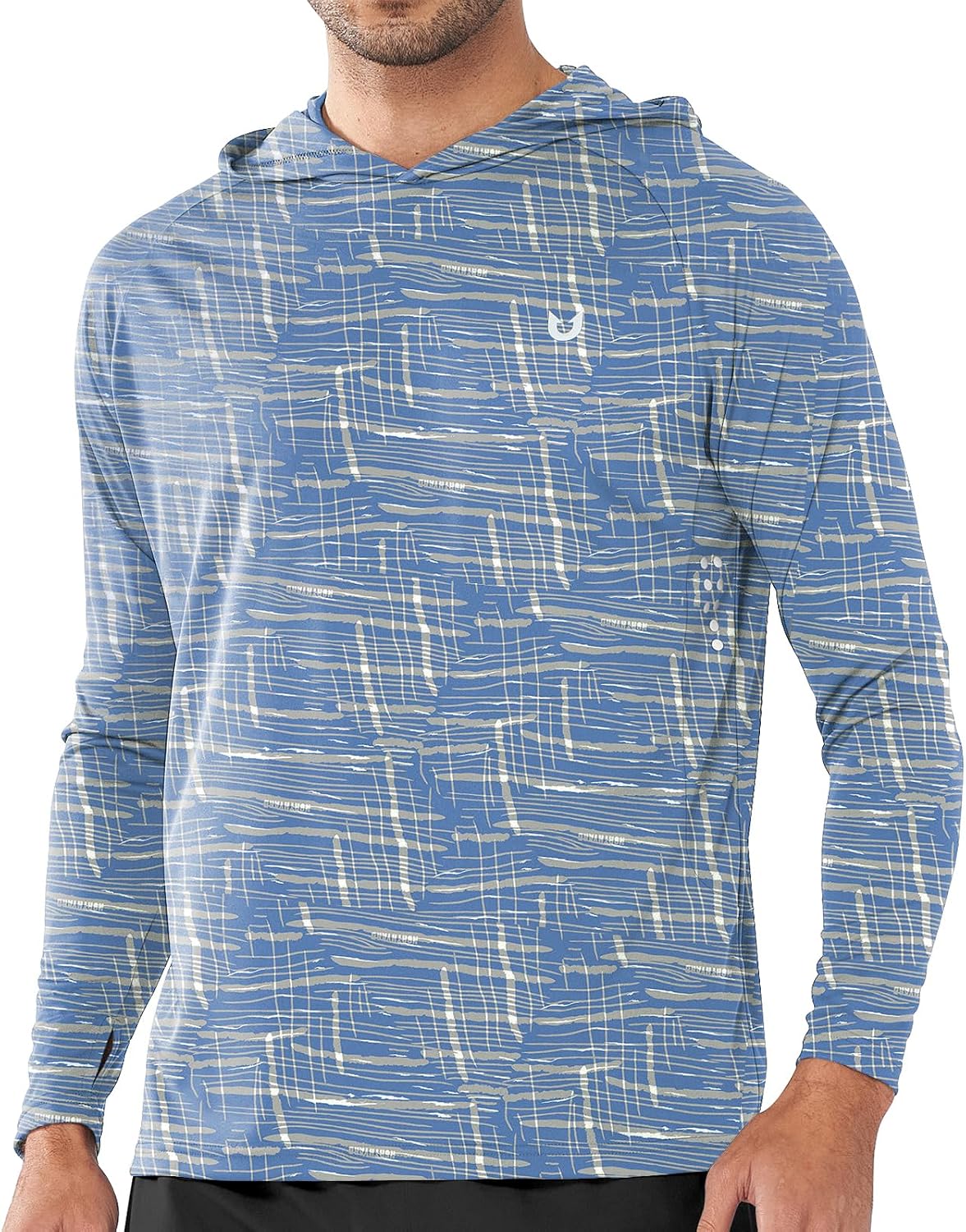 Men's UPF 50+ Sun Hoodie - Long Sleeve Rash Guard Swim Shirt with Four Way Stretch for Fishing and Hiking - Small